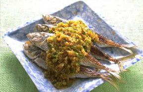 アジのごま風味焼き