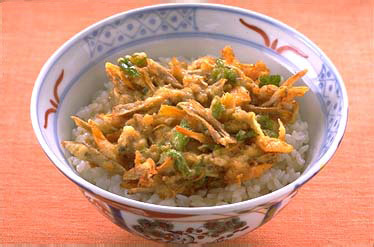 アサリとゴボウのかき揚げ丼