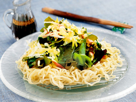 わかめとミョウガのさっぱり冷し麺
