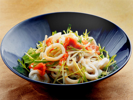 イカと水菜の梅ポン酢