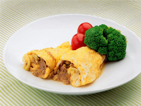 ツナとキャベツのカレー風味オムレツ