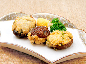 シイタケの豆腐揚げ