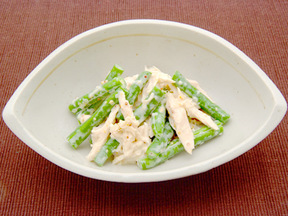 さやいんげんと鶏ささみのマスタード和え
