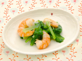 小松菜とエビの炒め煮