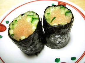 タラコとキュウリの磯部巻き