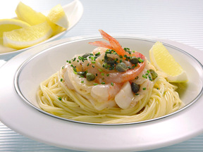 シーフードの冷製パスタ