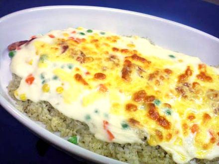 バジル風味のソーセージドリア