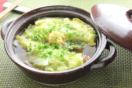 白菜の重ね煮ショウガあんかけ
